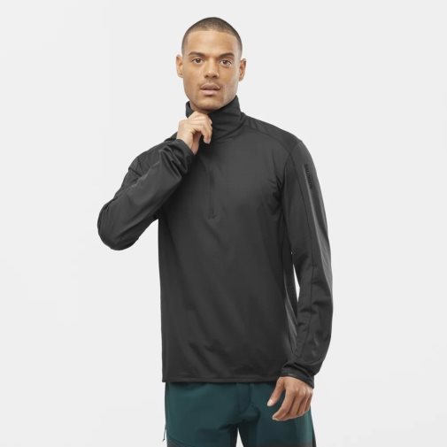 Black Salomon Essential Lightwarm Half Zip Men's Sweatshirt | IE PU1089